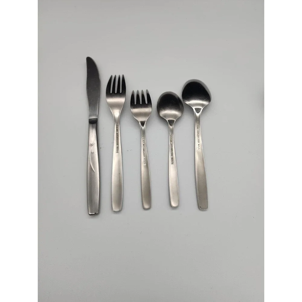 Set Of 5 IS Co International Garden Manor / Brentwood Stainless Flatware Set USA